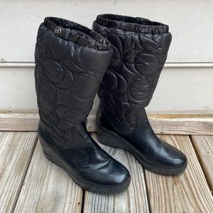 Coach Black Quilted Winter Boots